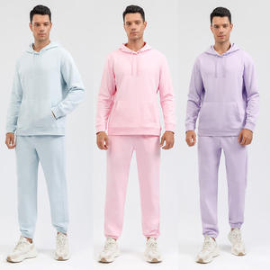 Ensemble de survêtement décontracté de haute qualité pour homme, à capuche, uni, écologique, lourd, streetwear, premium, 340 g/m² - Product Image 3