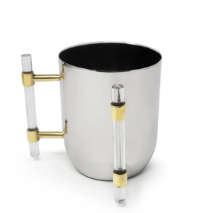 Taza de lavado de acero inoxidable personalizada, venta superior, mango de latón, taza de lavado de acero martillado, precio barato - Product Image 4