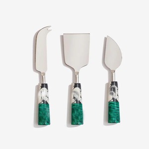 Esparcidor de mantequilla de queso con mango de resina transparente, diseño moderno, acero inoxidable, plata, lujoso - Product Image 4