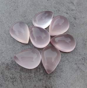 100% Natural blanco rosa cuarzo lágrima forma de pera cabujón 3A + CALIDAD parte posterior plana calibrado Rosa piedras preciosas sueltas para joyería - Product Image 4