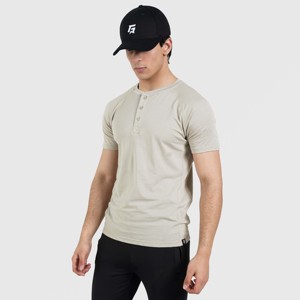 เสื้อยืดแขนสั้นสีเบจ รุ่น M024 ผ้าถักเนื้อหนา ย้อมสีพื้น พิมพ์ลายสกรีน หมายเลขรุ่น - Product Image 1