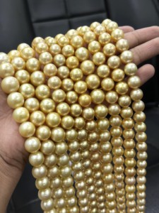Cuentas de perlas doradas naturales del Mar del Sur, perlas de alto brillo de forma redonda perfecta de 10-13mm, venta al por mayor, perlas reales del Mar del Sur, suministro a granel - Product Image 6