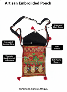 Pochette en PVC brodée patchwork bohème faite à la main, sac cosmétique ethnique indien, étui à bijoux vintage style Kantha, sac cadeau - Product Image 6