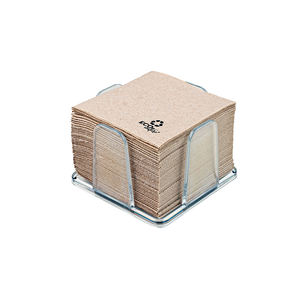 Porte-serviettes transparent 20x20cm en polystyrène PS avec serviette écologique 12 pièces B2B - Product Image 1