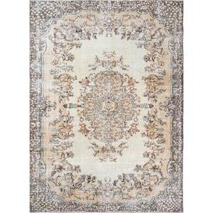 Tapis en laine vintage 9x12 rouge et orange, noué à la main, motif médaillon, pour salon ou couloir, tissage rectangulaire - Product Image 1