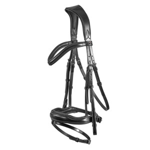 Brida de filete ecuestre Banda de nariz elevada y banda de cejas elegancia de correas de mejillas con un tocado con forro acolchado suave - Product Image 3