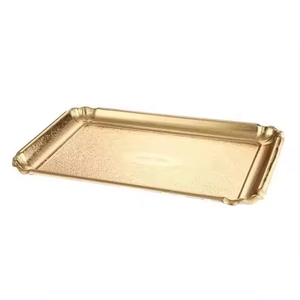 Plateau de service en métal plaqué or, fait main, vaisselle élégante pour fêtes élégantes, lavable au lave-vaisselle et poli - Product Image 2