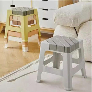 Tabouret de rangement empilable en plastique moderne et ottoman, design contemporain pour la chambre à coucher, le salon, les meubles de maison - Product Image 2