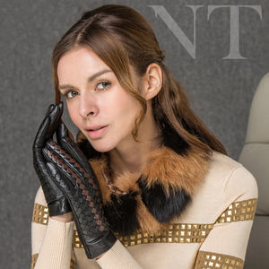 Ladies <b>Classic</b> Genuine Goat Leather Gloves Handmade Contrast Color Driving Dressing Gloves for Winter for Daily Outdoor Use - Product Image 3