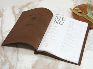 Custom PU Leather Menu Notepad Detachable Tear Off Ruled <b>Memo</b> <b>Pad</b> Black Cover Wooden Edge for Hotel Restaurant - Product Image 5