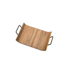 Bandeja rectangular grande de madera ardiente para servir, plato de fiesta real para Bar y restaurante, Hotel para bebidas, comida, bandeja de madera para servir - Product Image 3