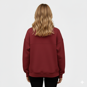 Suéter Personalizado Bordado de Estilo Urbano, Suéter Holgado de Algodón Suave con Cuello Redondo, Sudadera de Forro Polar para Mujer - Product Image 2