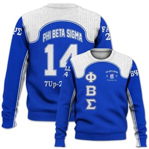 Phi Beta Sigma Fraternité 1914 Acrylique Pull En Tricot Lettres Grecques Bleu Blanc Chenille Sigma Beta Pull Vêtements - Product Image 2