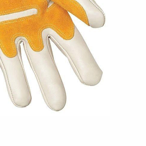 Gants de travail de soudage en cuir de vache fendu longs gants de travail de protection en polyester pour le soudage - Product Image 2