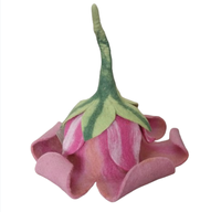 Chapeau cloche d'elfe Pixie rose élégant pour femme, brodé à la main, amusant, en feutre de laine 100%, pour l'hiver, toutes saisons, fêtes et sauna, avec motif floral