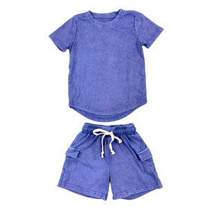 Nouveauté été : Ensemble short et t-shirt à manches courtes pour homme, couleur unie, délavé à l'acide, avec poches cargo, 2 pièces, respirant, vêtements de marque pour homme - Product Image 6