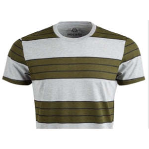 T-shirt da uomo American Rag a righe heather, 100% cotone premium jersey, grigio tinta unita con logo, taglia grande, leggera - Product Image 2