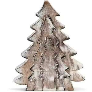 Árbol de Navidad de madera artificial forma cónica árbol de madera portátil Navidad y vacaciones decoración interior centro de mesa - Product Image 5