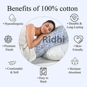 Housse de coussin lombaire RIDHI 20x36 à volants bleus en acier léger, motif floral, imprimé à la main sur coton, personnalisable, amovible, lavable, décorative - Product Image 3