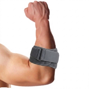 Soporte Ajustable para Codo de Tenista de Neopreno Gris Grueso con Correa de Compresión, Protección Profesional Transpirable con Cierre de Gancho y Bucle - Product Image 1