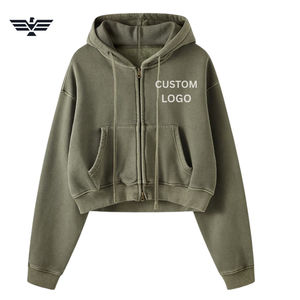 2025 Best Selling Women's Distressed Long Hooded Winter Hoodie Custom Color Street Style Knitted Design <b>Zipper</b> Fashionable - Product Image 2