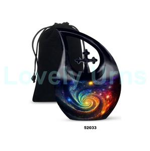 Beautiful Cross Tear Drop Galaxy Cremation Urn for Human Ashes Decorative Tear Drop Keepsake Urn With Free <b>Velvet</b> <b>Bag</b> - Product Image 5