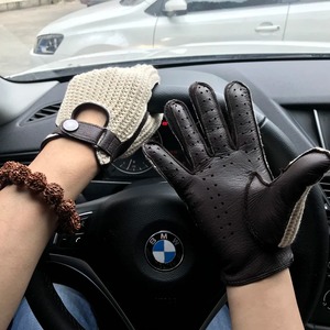 Manoplas de motocicleta Retro para hombre, guantes de cuero de verano a la moda, refrigeración transpirable de ganchillo para gimnasio, deportes, actividades al aire libre - Product Image 3