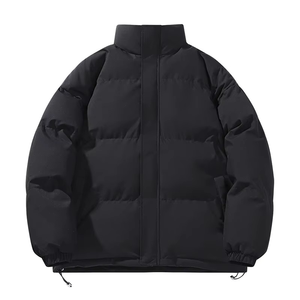 <b>Men</b> Winter Puffer <b>Jacket</b> Breathable Cold-proof Hooded Solid Color Regular Sleeve Versatile Front Logo Outerwear - Product Image 3