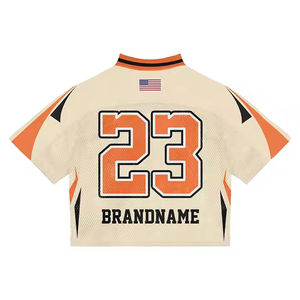 Streetwear personnalisé à impression intégrale Maillot de football américain rétro en maille de transfert de chaleur de haute qualité Coupe courte de grande taille à manches courtes - Product Image 2