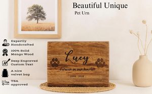 Urna conmemorativa para mascotas con foto grabada, recuerdo conmemorativo de cenizas de gato y perro de madera de mango para recuerdos de mascotas - Product Image 2