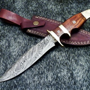 Cuchillo Bowie para exteriores de alta calidad, mango de palisandro, hoja fija, supervivencia de caza EDC, incluye cubierta de protección gratuita, OEM personalizado - Product Image 4