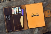 Carpeta de archivos de negocios de cuero de tamaño A5 con calculadora Executive Padfolio estuche Bloc de notas con cierre de cremallera LAP-0043