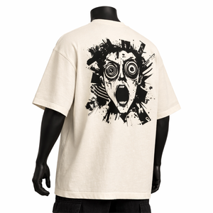 Camiseta de algodón beige extragrande para hombre, personalizada al por mayor, con estampado minimalista de letras, corte holgado, estilo casual urbano, para hombre - Product Image 5