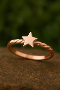 Anillo de Estrella de Plata de Ley 925, banda trenzada, joyería apilable delicada, joyería minimalista de plata inspirada en el cielo, regalo para mujer - Product Image 3