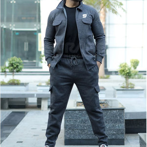 Ensemble de survêtement d'entraînement décontracté pour homme, hiver, uni, respirant, léger, écologique, séchage rapide, coton/polyester - Product Image 2