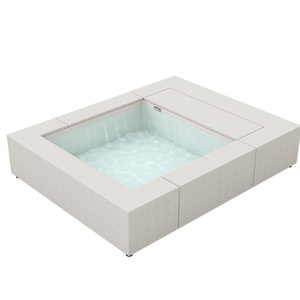 Piscina Portatile Riscaldata per Famiglie, Giardino e Esterni, con <span class=keywords><strong>Jacuzzi</strong></span> e Struttura in Rattan Intrecciato per Bambini e Adulti - Product Image 4