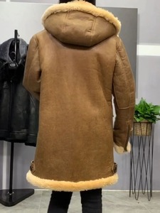 Recién llegado, chaqueta de piel de oveja genuina, abrigo cálido de invierno para hombres y mujeres con forro de lana 100% y capucha de longitud larga - Product Image 3