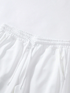 Survêtements blancs en molleton de coton à épaules tombantes surdimensionnés à capuche et pantalons de survêtement ensemble survêtement pour hommes - Product Image 3