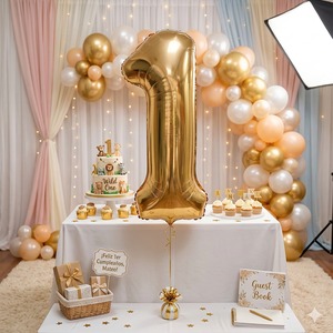 GLOBE Número Dorado para 1M N1 Letras Estrellas Día de la Madre Graduación Año Nuevo Chino Eventos Fiesta de Regreso a Clases Fiesta - Product Image 4