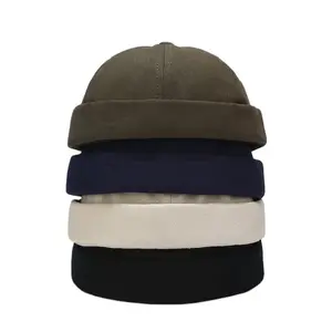 Men's Adjustable Brimless Caps Street Fashion Trend Brimless Vintage Polyester/Cotton Men melon Skin Hats