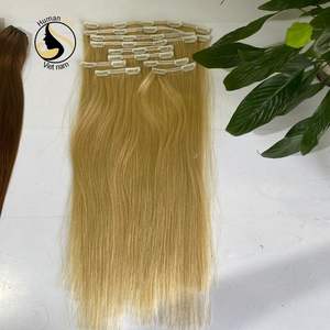 Extensions de cheveux 100% naturels malaisiens — doreen, cheveux humains lisses, couleur Blonde, Double Drawn, avec clips, nouveauté produit 100% - Product Image 2