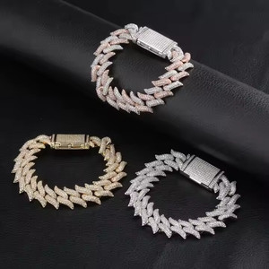 925 Sterling Silver Men's & Women's Hip Hop Tennis <b>Bracelet</b> Moissanite <b>Baguette</b> Cut Diamond Fine Chain & Link <b>Bracelet</b> - Product Image 2
