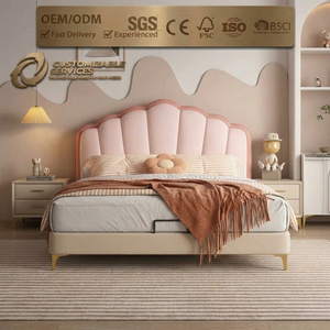 Base de Cama Queen Size Tapizada con Diseño Ondulado Estilo Francés, Estructura de Madera Sólida y Láminas de Pino Silenciosas, Venta al Por Mayor - Product Image 2