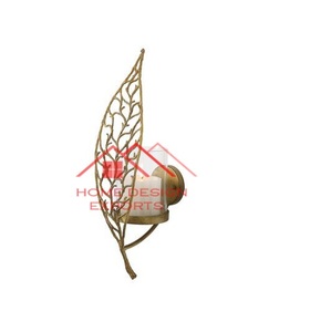 Portavelas colgante de pared diseñado para decoración hoja decorativa dorada minimalista moderna - Product Image 1