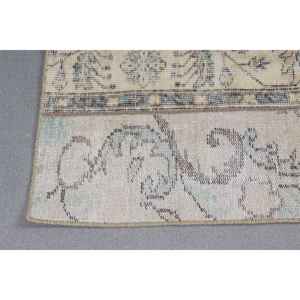 Turkish Vintage <b>Runner</b> Rug 1.6x5.2 ft, Brown <b>Green</b> Striped Wool Rug - Product Image 5