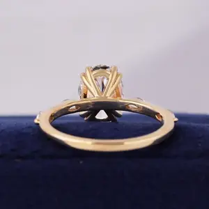 Women's IGI Certified 14K <b>Gold</b> <b>Vintage</b> Style Oval Cut Lab Diamond Engagement <b>Ring</b> <b>Gold</b> Plated 3.5gm - Product Image 2