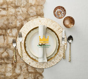 Assiettes de présentation en incrustation de nacres fabriquées pour la salle à manger Vaisselle rustique Vaisselle Décoration Napperon Offre Spéciale - Product Image 3