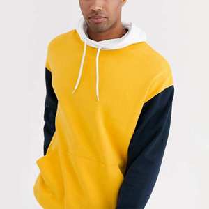 Nouveau 100% coton deux tons thermique sweats à capuche hiver chaud jaune et noir panneau Streetstyle hommes respirant séchage rapide sweats à capuche - Product Image 3