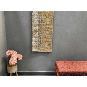 Turkish 1.7x4.1 ft Rug, Vintage Rug, <b>Brown</b> Ikat <b>Wool</b> Rug - Product Image 1