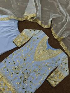 Nieuwe Designercollectie Faux Georgette-Sequentieborduurwerk En Moti Kantwerk En <span class=keywords><strong>Sharara</strong></span> Met Dupatta Tegen Groothandelsprijs - Product Image 6